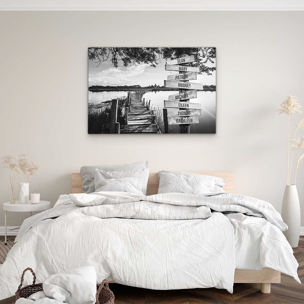 Personalised Canvas "Sun-Lake B/W"