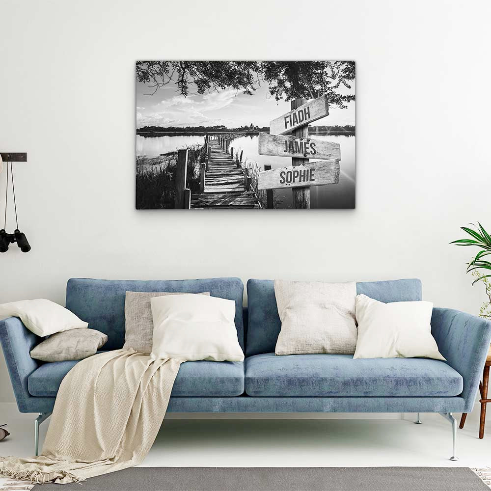 Personalised Canvas "Sun-Lake B/W"