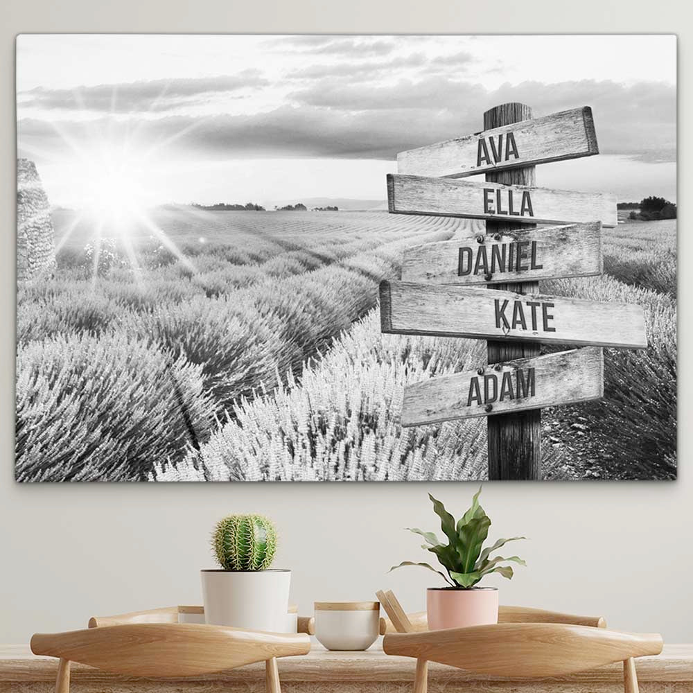 Personalised Canvas "Lavender B/W"