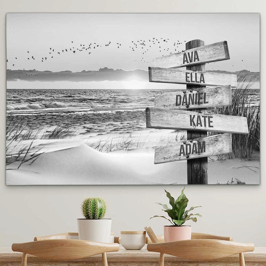 Personalised Canvas "Beach-Sun B/W"