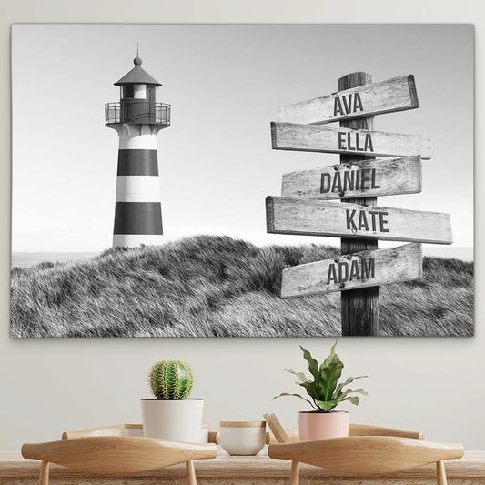 Personalised Canvas "Lighthouse B/W"