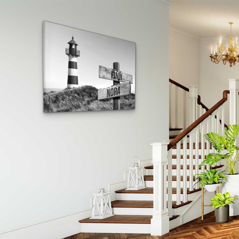 Personalised Canvas "Lighthouse B/W"