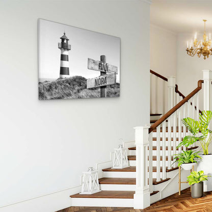 Personalised Canvas "Lighthouse B/W"