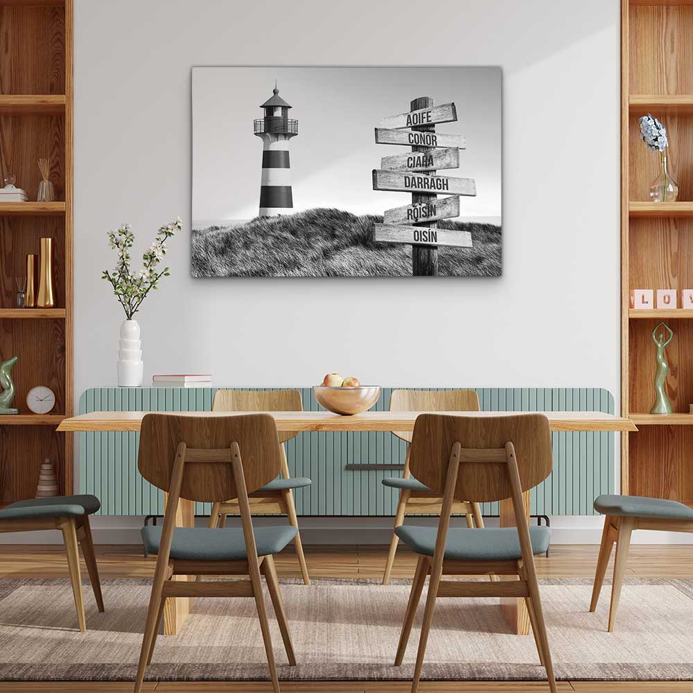 Personalised Canvas "Lighthouse B/W"