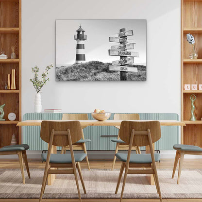 Personalised Canvas "Lighthouse B/W"