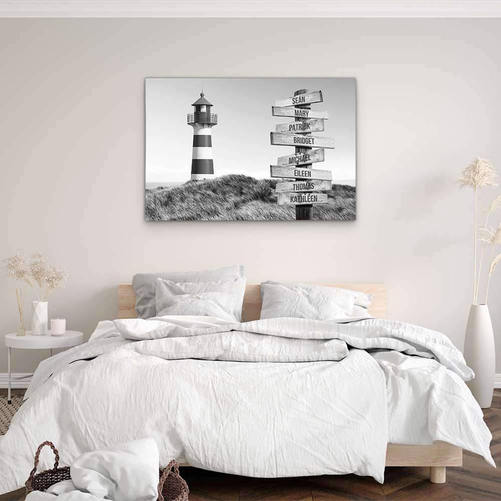 Personalised Canvas "Lighthouse B/W"