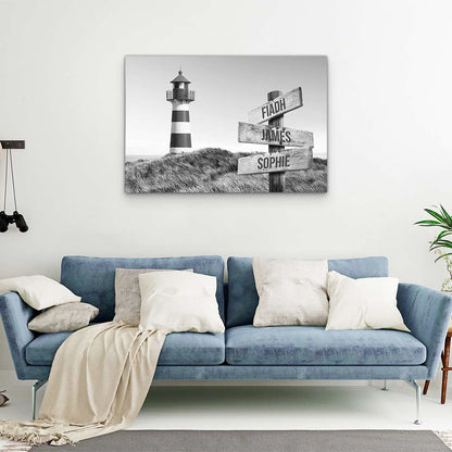 Personalised Canvas "Lighthouse B/W"