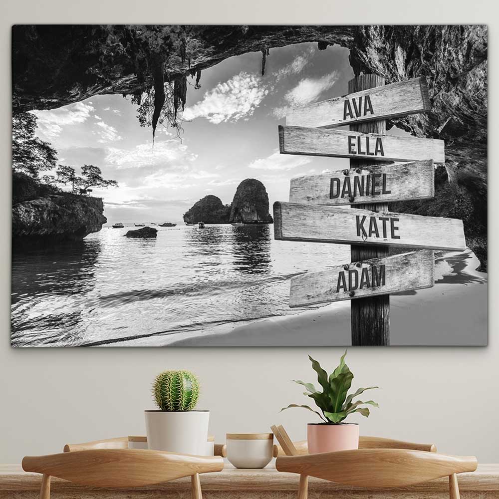 Personalised Canvas "Stone Bay B/W"