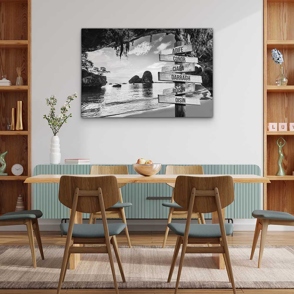 Personalised Canvas "Stone Bay B/W"