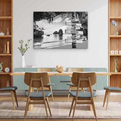 Personalised Canvas "Stone Bay B/W"