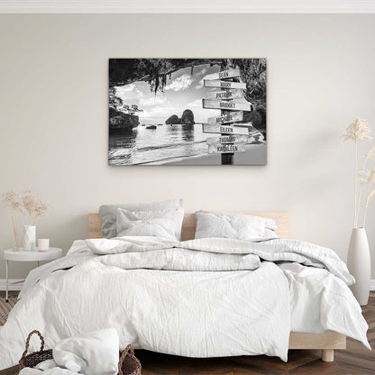 Personalised Canvas "Stone Bay B/W"