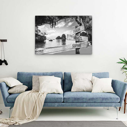 Personalised Canvas "Stone Bay B/W"