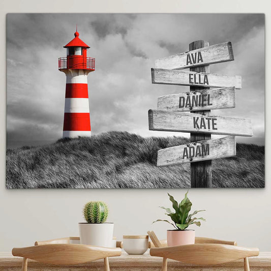 Personalised Canvas "Lighthouse B/W"