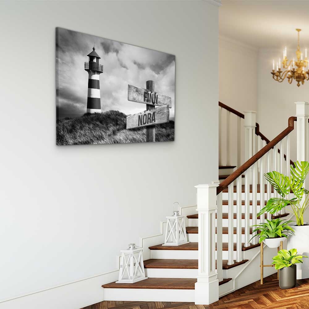 Personalised Canvas "Lighthouse B/W"