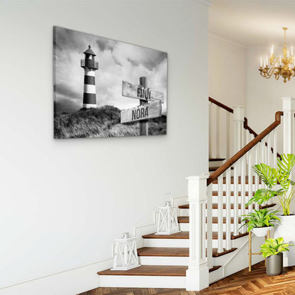 Personalised Canvas "Lighthouse B/W"