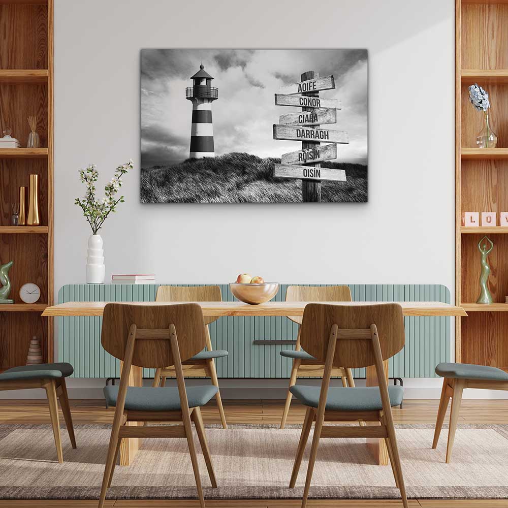 Personalised Canvas "Lighthouse B/W"