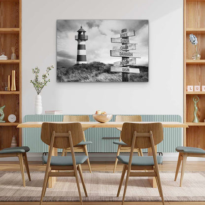 Personalised Canvas "Lighthouse B/W"