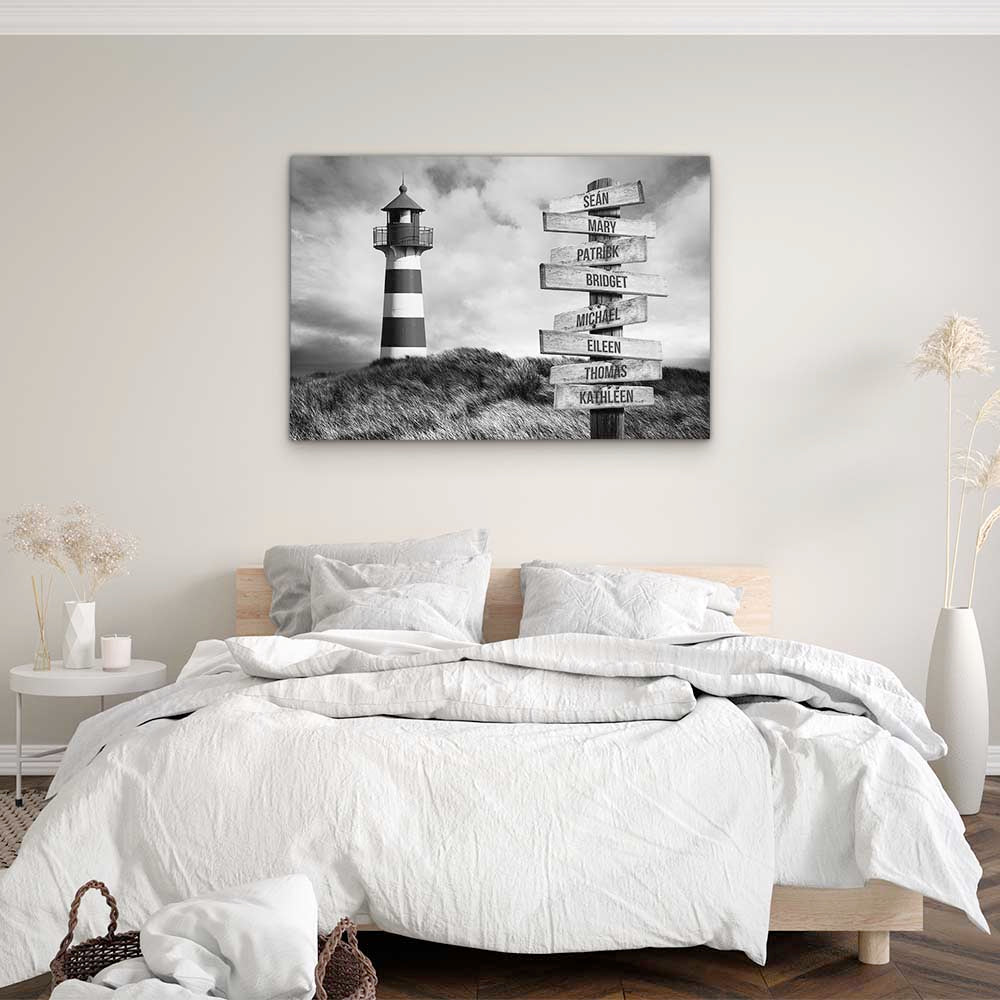 Personalised Canvas "Lighthouse B/W"