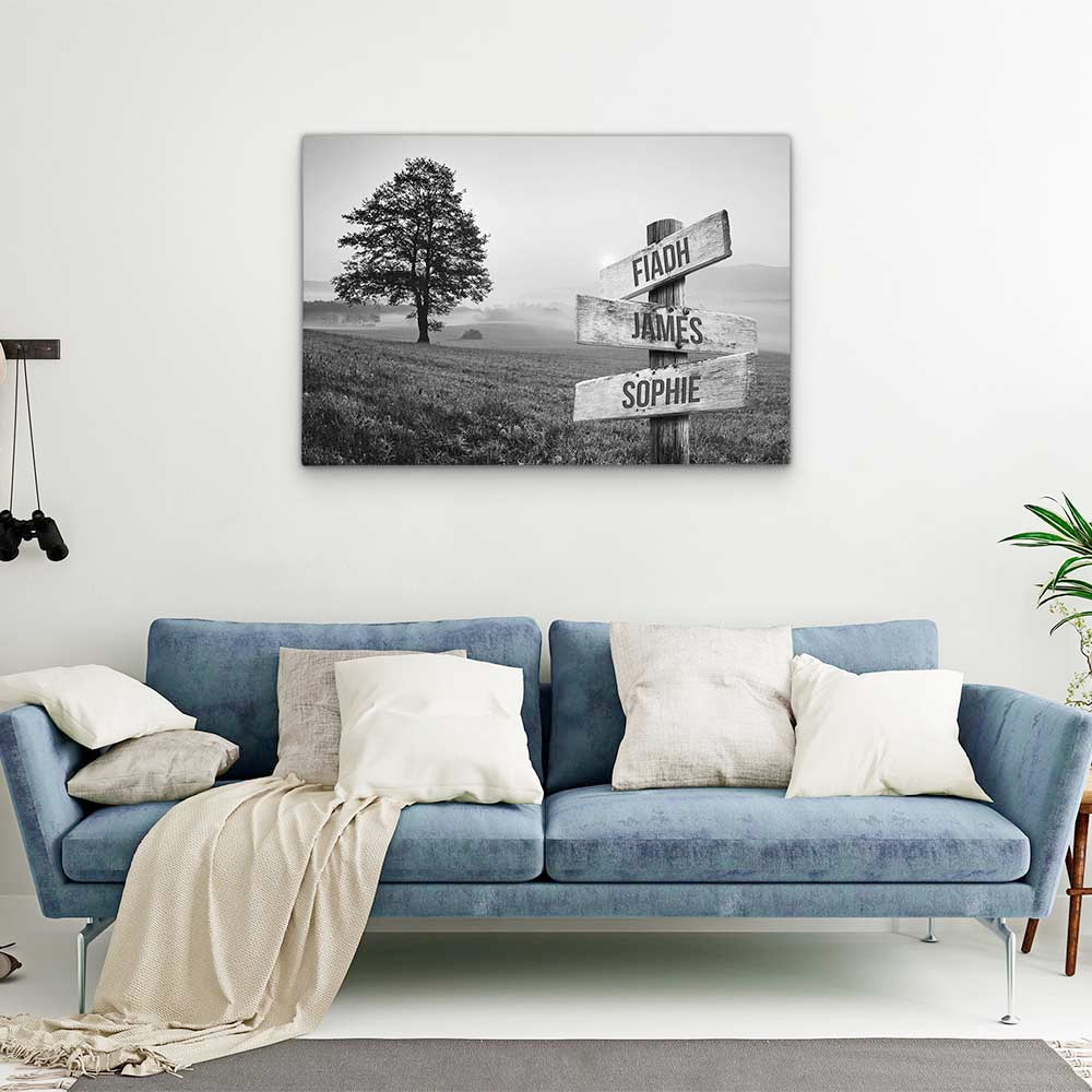 Personalised Canvas "Mountain Fog B/W"