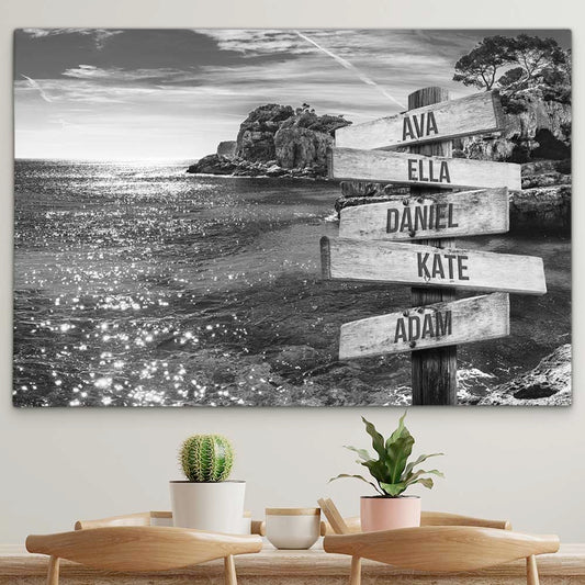 Personalised Canvas "Blue Bay B/W"