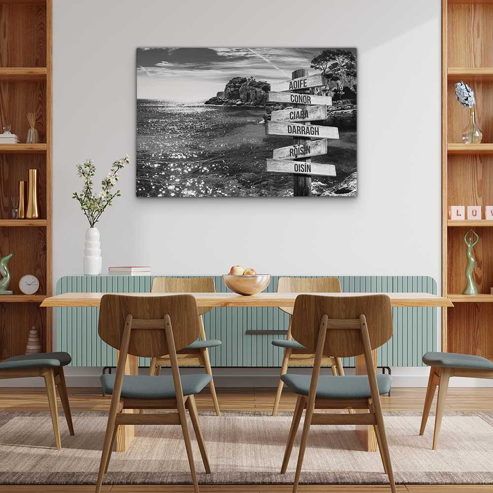 Personalised Canvas "Blue Bay B/W"