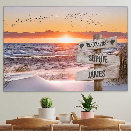 Personalised Canvas "Beach-Sun Couple"