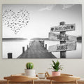 Personalised Canvas "Sunset B/W Couple"