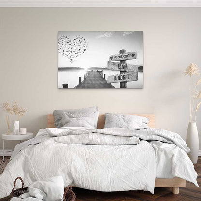 Personalised Canvas "Sunset B/W Couple"